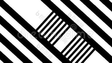 黑白条纹。 抽象，白色黑色条纹.. 形成隧道的黑白线的几何形状